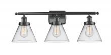  916-3W-BK-G42-LED - Cone - 3 Light - 28 inch - Matte Black - Bath Vanity Light