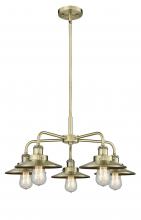  916-5CR-AB-M4-AB - Edison - 5 Light - 27 inch - Antique Brass - Chandelier