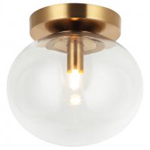  X38101AG - 1 LT 6.9"DIA "BULBUS" AGED GOLD CEILING MOUNT / CLEAR GLASS G9 LED 10W