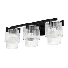  13155 - Hunter Ontario Matte Black with Clear Glass 3 Light Bathroom Vanity Wall Light Fixture