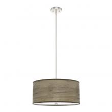  19381 - Hunter Solhaven Warm Grey Oak and Brushed Nickel with Painted Cased White Glass 3 Light Pendant