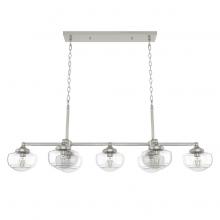  19493 - Hunter Saddle Creek Brushed Nickel with Seeded Glass 7 Light Chandelier Ceiling Light Fixture