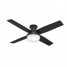  52389 - Hunter 52 inch Dempsey Matte Black Low Profile Ceiling Fan with LED Light Kit and Handheld Remote