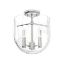  19321 - Hunter Sacha Brushed Nickel with Clear Glass 3 Light Flush Mount Ceiling Light Fixture