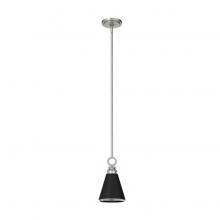  19443 - Hunter Klein Brushed Nickel and Flat Matte Black 1 Light Mini Pendant Ceiling Light Fixture