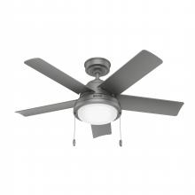  51440 - Hunter 44 inch Seawall Matte Silver WeatherMax Indoor / Outdoor Ceiling Fan with LED Light Kit