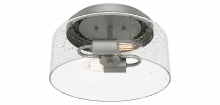  19014 - Hunter Hartland Matte Silver with Seeded Glass 2 Light Flush Mount Ceiling Light Fixture