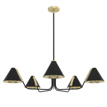  19195 - Hunter Grove Isle Matte Black and Modern Brass 5 Light Extra Large Chandelier Ceiling Light Fixture