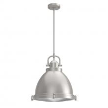  19101 - Hunter Bridgemoor Brushed Nickel with Clear Holophane Glass 3 Light Pendant Ceiling Light Fixture