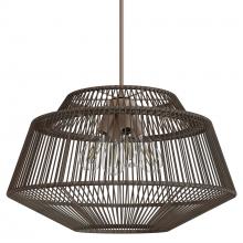  13219 - Hunter Brookhollow Sable Rattan and Sable 4 Light Large Pendant Ceiling Light Fixture