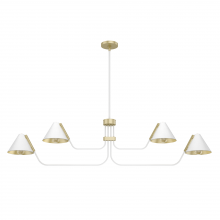  19207 - Hunter Grove Isle Matte White and Modern Brass 4 Light Large Chandelier Ceiling Light Fixture