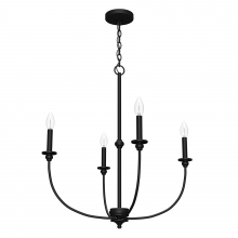  19636 - Hunter Southcrest Matte Black 4 Light Medium Chandelier Ceiling Light Fixture