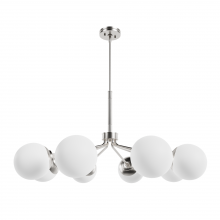  19869 - Hunter Hepburn Brushed Nickel with Cased White Glass 8 Light Chandelier Ceiling Light Fixture