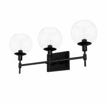  19509 - Hunter Xidane Matte Black with Clear Glass 3 Light Bathroom Vanity Wall Light Fixture