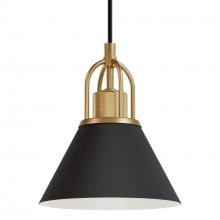  13164 - Hunter Carrington Isle Matte Black and Luxe Gold 1 Light Pendant Ceiling Light Fixture