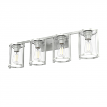  48010 - Hunter Astwood Brushed Nickel with Clear Glass 4 Light Bathroom Vanity Wall Light Fixture