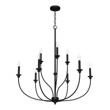  19632 - Hunter Southcrest Matte Black 9 Light Extra Large Chandelier Ceiling Light Fixture