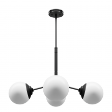  19893 - Hunter Hepburn Matte Black with Cased White Glass 4 Light Chandelier Ceiling Light Fixture