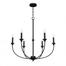  19634 - Hunter Southcrest Matte Black 6 Light Large Chandelier Ceiling Light Fixture