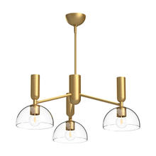  CH563335BGCL - Jude 38-in Brushed Gold/Clear Glass 3 Lights Chandeliers