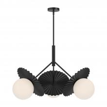  CH501334MBOP - Plume 34-in Matte Black/Opal Glass 3 Lights Chandeliers