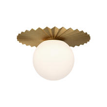  FM501214BGOP - Plume 14-in Brushed Gold/Opal Matte Glass 1 Light Flush Mount