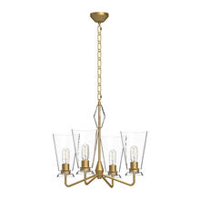  CH570423BGCL - Salem 23-in Brushed Gold/Clear Glass 4 Lights Chandeliers