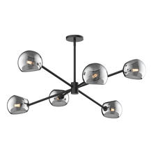  CH548637MBSM - Willow 37-in Matte Black/Smoked Solid Glass 6 Lights Chandeliers