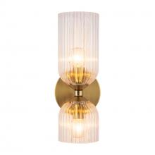  WV442612BGCR - Nelly 12-in Brushed Gold/Clear Ribbed Glass Socket Wall/Vanity Light