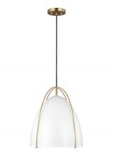 Visual Comfort & Co. Studio Collection 6551801-848 - Norman modern 1-light indoor dimmable ceiling hanging single pendant light in satin brass gold finis