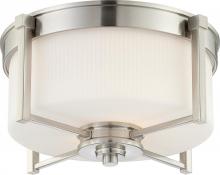 Nuvo 60/4711 - 2-Light Flush Mount Ceiling Light in Brushed Nickel Finish with White Satin Glass