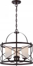  60/5337 - Ginger - 3 Light Pendant with Satin White Glass - Old Bronze Finish