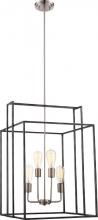  60/5858 - Lake - 4 Light 19" Square Pendant - Iron Black Finish with Brushed Nickel Accents