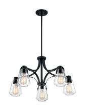  60/7105 - Skybridge - 5 Light Chandelier with Clear Glass - Matte Black Finish