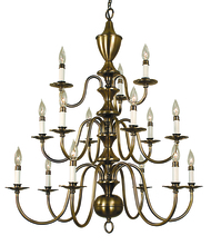  2527 AB - 15-Light Antique Brass Jamestown Foyer Chandelier