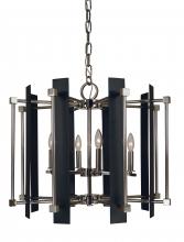  4807 PN/MBLACK - 6-Light Louvre Dining Chandelier