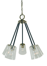  4999 AB/MBLACK - 5 Light Antique Brass/Matte Black Felix Chandelier