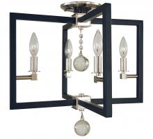  5363 PN/MBLACK - 4-Light Polished Nickel/Matte Black Minimalist Elegant Flush / Semi-Flush Mount