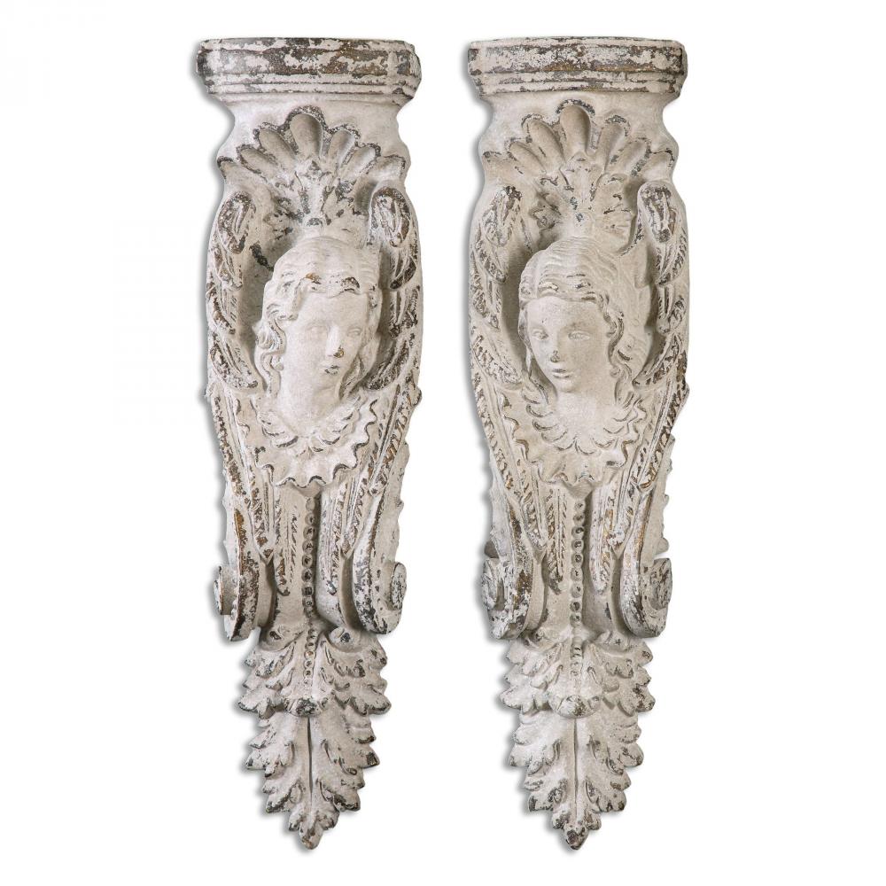 Uttermost Angelic Stone Ivory Shelves, S/2