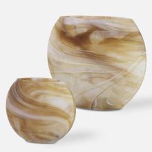  18070 - Fusion Swirled Caramel & Ivory Vases, Set/2