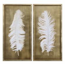  04057 - Uttermost White Feathers Gold Shadow Box S/2