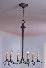  983-AC-LT6 - Hanging S-Arms With Curl Antique Copper 6 Candelabra Sockets