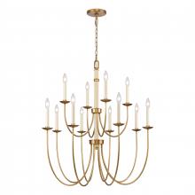  89719/8+4 - Neville 34'' Wide 12-Light Chandelier - Natural Brass